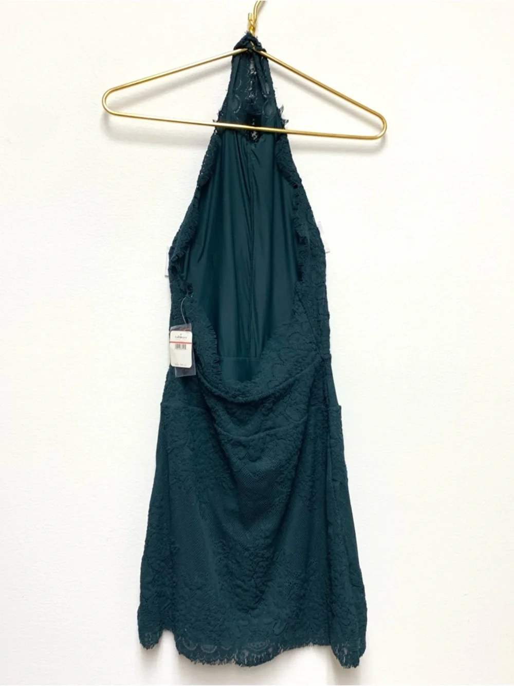 Free People‎ Harper Backless Halter Lace Mini Dress Size Small Evergreen NWT